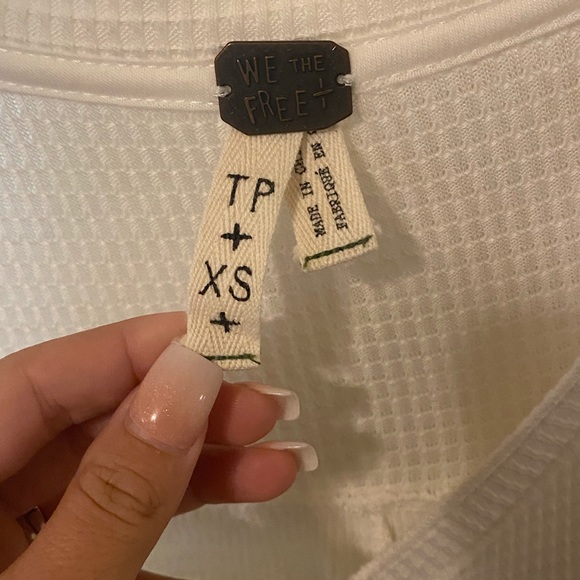 White Free People waffle top w/ buttons - Picture 2 of 3